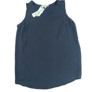 Skies Are Blue Maternity Scalloped Neckline Navy Polka Dot Top Size XL